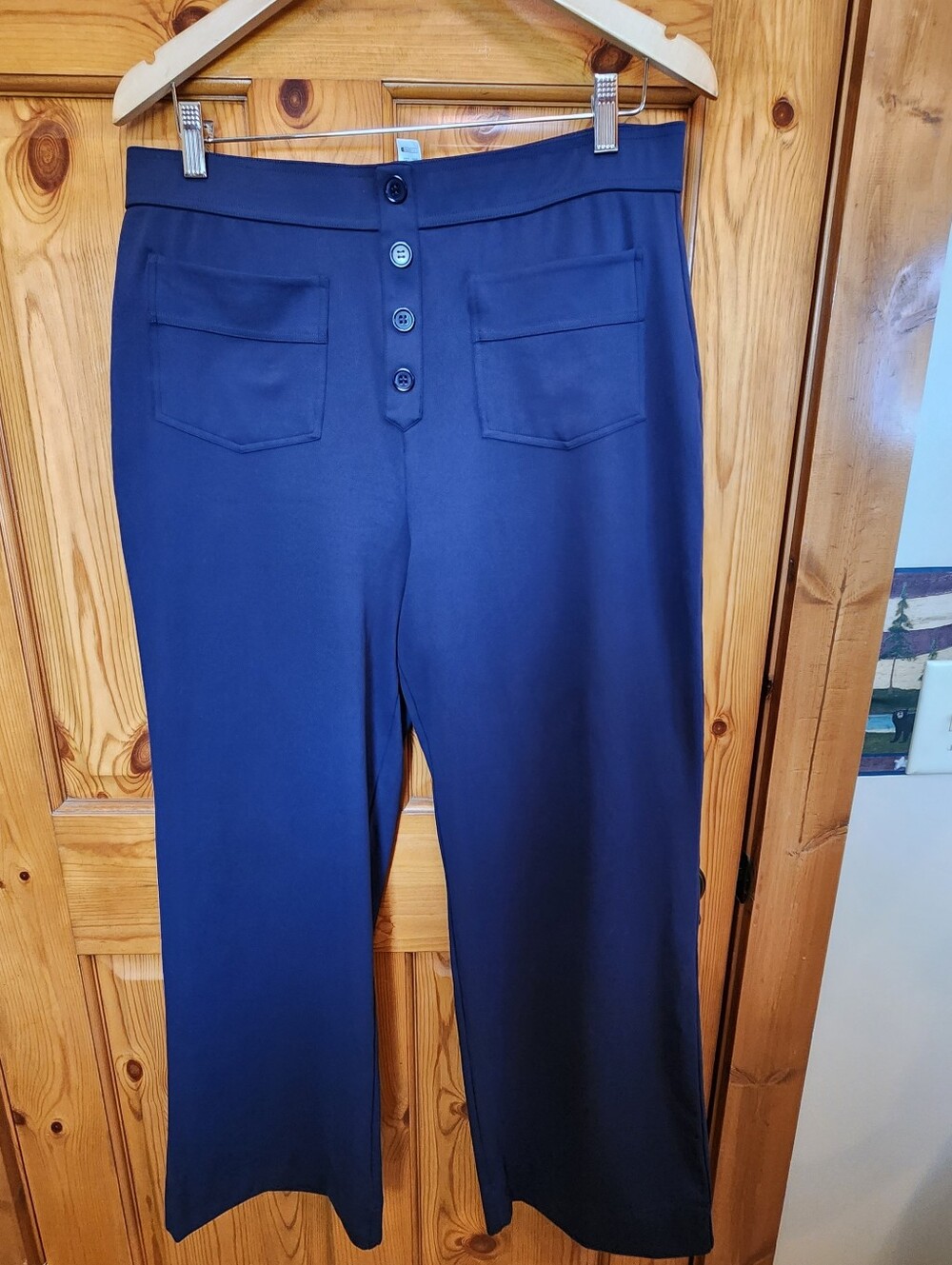 Women’s Halara Navy Daystretch Wide-Leg Button-Front Pants, XL